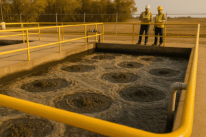 Analisis, mantenimiento y monitoreo de Sistema de Tratamiento de Aguas Residuales por Lodos Activados + Floculación y Oxidación - Reactor de lodos Activados por Grupo Rivend México.png